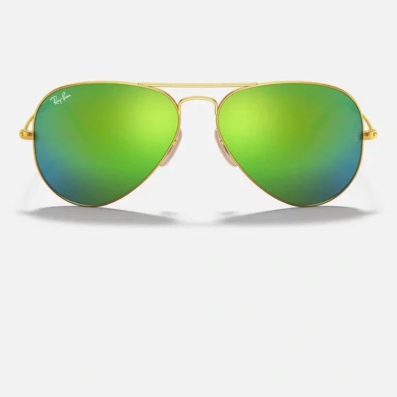 LIKE NEW Green Mirrored Ray Ban Aviator - Picture 6 of 11